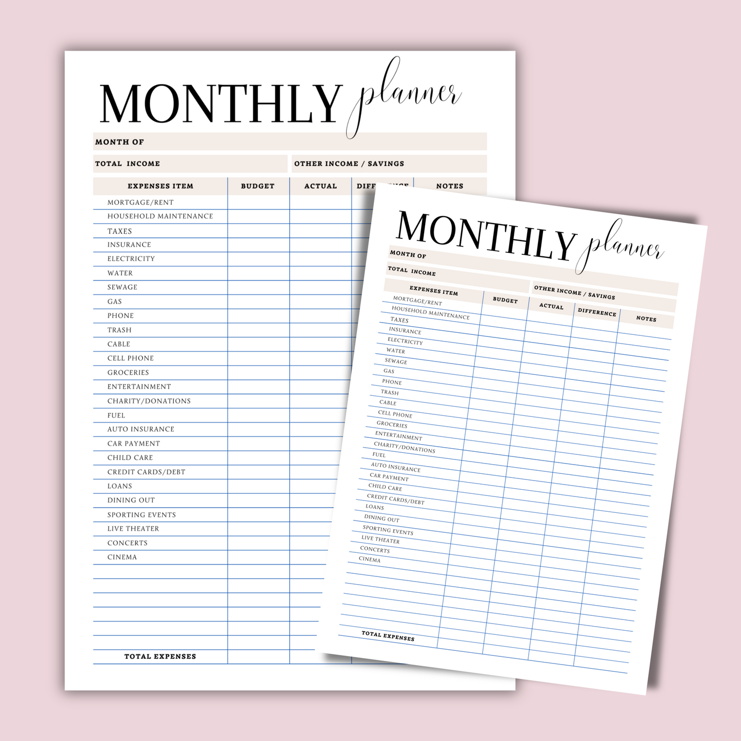Monthly Planner | Keep Track of Your Expenses Each Month